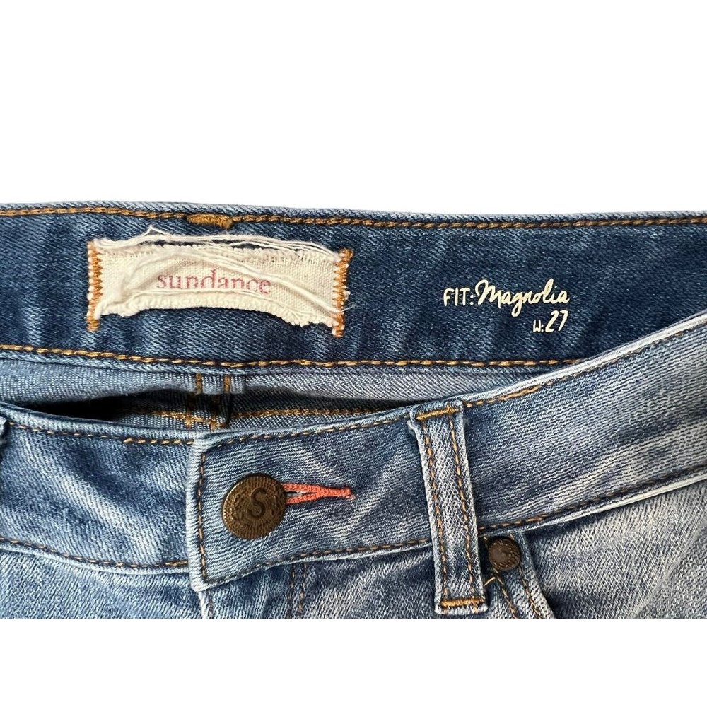 Sundance Magnolia Straight Leg Jeans Boho Lace Patches Embroidered Sz 27 Altered - Picture 8 of 9